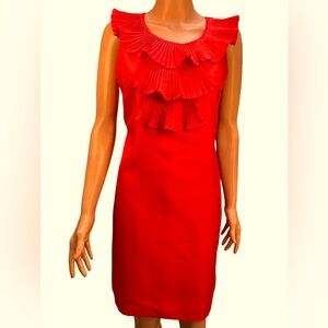 Ellen Tracy Vibrant Orange Red Sleeveless Dress Large